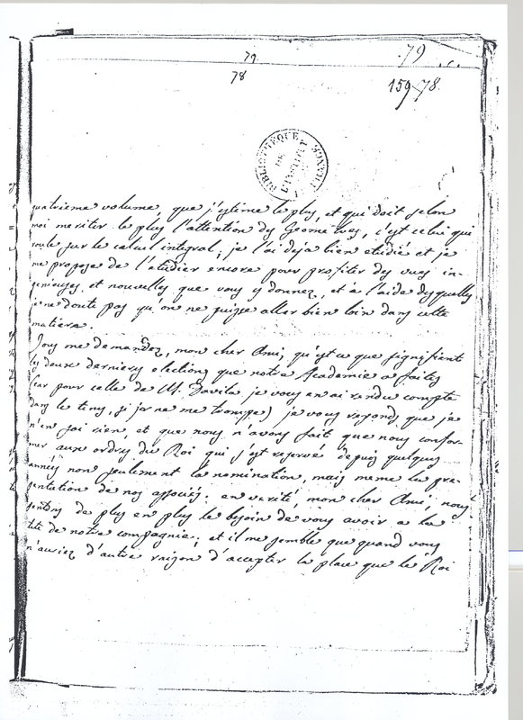 Lettre de Lagrange à D'Alembert, 15 août 1768 Lettre de Lagrange à D'Alembert, 15 août 1768