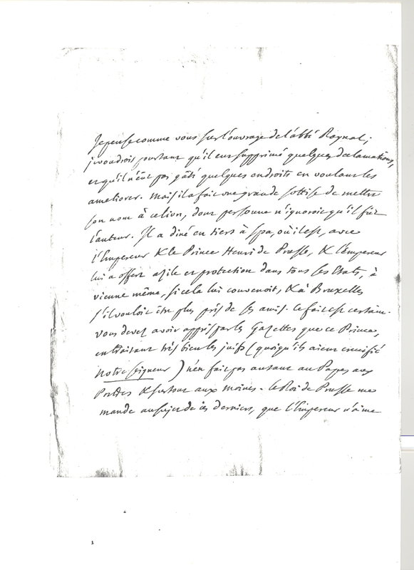 Lettre de D'Alembert à Rochefort d'Ally Jacques, 3 août 1781