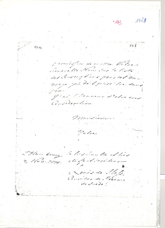 Lettre de Hess à D'Alembert, 7 novembre 1774 Lettre de Hess à D'Alembert, 7 novembre 1774