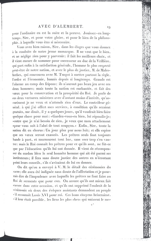 Lettre de D'Alembert à Frédéric II, 10 juillet 1775 Lettre de D'Alembert à Frédéric II, 10 juillet 1775