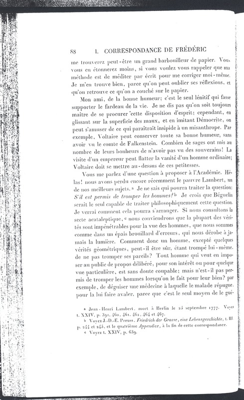 Lettre de Frédéric II à D'Alembert, 5 octobre 1777 Lettre de Frédéric II à D'Alembert, 5 octobre 1777
