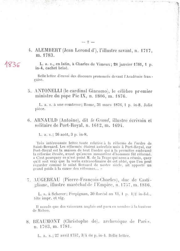 Lettre de D'Alembert à Vimeux, 28 janvier 1781 Lettre de D'Alembert à Vimeux, 28 janvier 1781