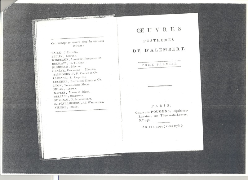 Lettre de D'Alembert à Argens, 16 septembre 1752 Lettre de D'Alembert à Argens, 16 septembre 1752