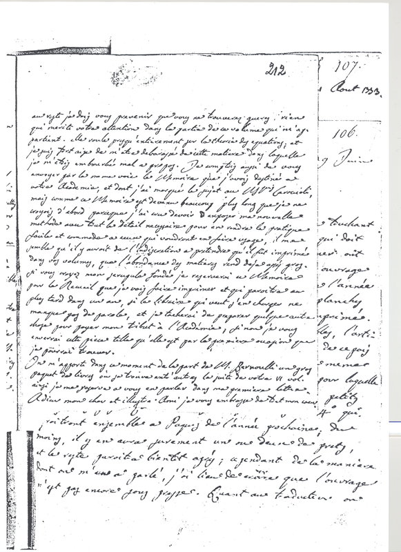 Lettre de Lagrange à D'Alembert, 1er mai 1773 Lettre de Lagrange à D'Alembert, 1er mai 1773