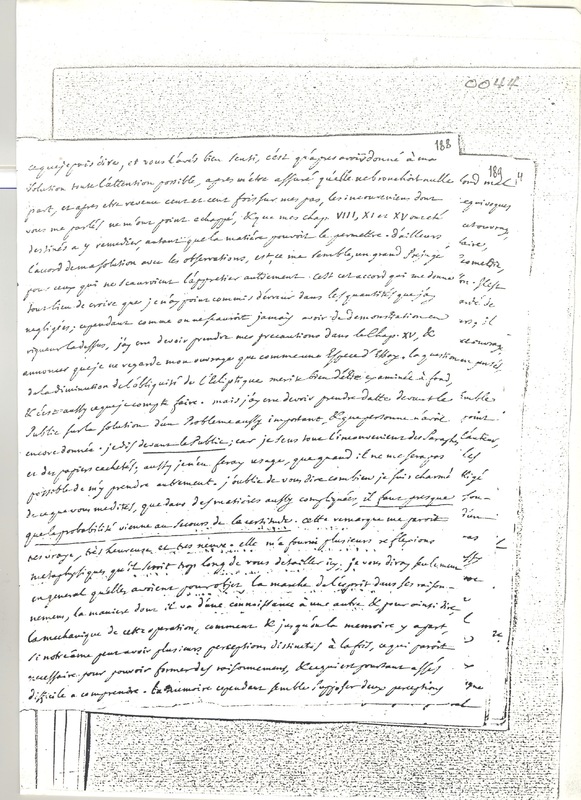 Lettre de D'Alembert à Cramer, 21 septembre 1749 Lettre de D'Alembert à Cramer, 21 septembre 1749