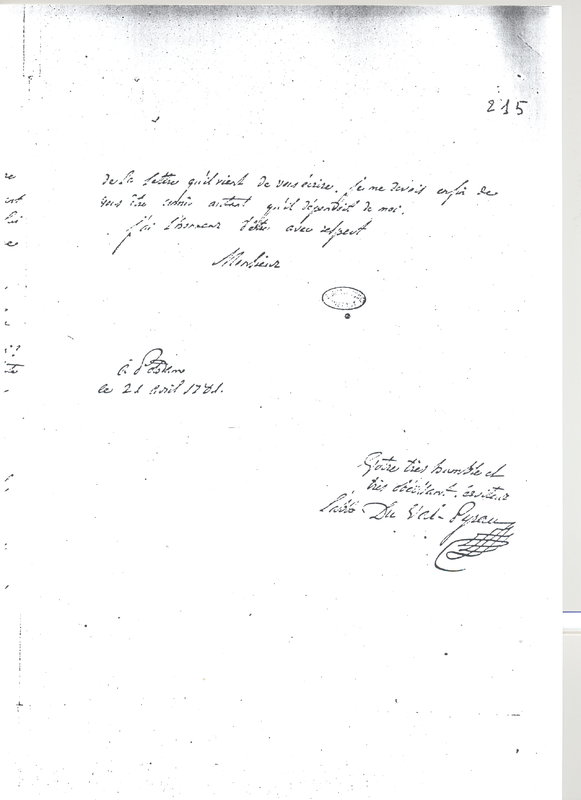 Lettre de Duval Pyrau à D'Alembert, 21 avril 1781 Lettre de Duval Pyrau à D'Alembert, 21 avril 1781