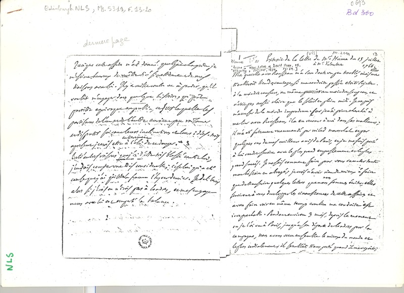 Lettre de Hume à D'Alembert, 15 juillet 1766 Lettre de Hume à D'Alembert, 15 juillet 1766