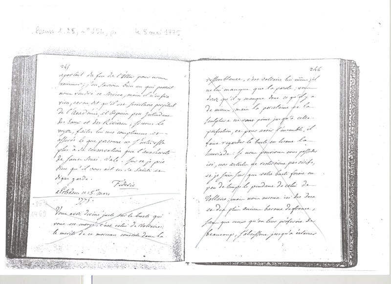 Lettre de Frédéric II à D'Alembert, 18 mars 1775 Lettre de Frédéric II à D'Alembert, 18 mars 1775