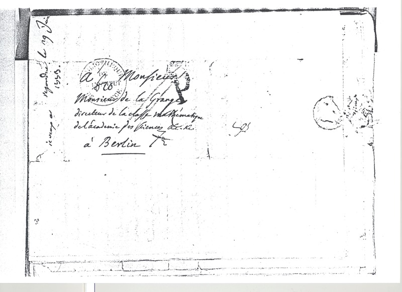 Lettre de D'Alembert à Lagrange, 13 juin 1773 Lettre de D'Alembert à Lagrange, 13 juin 1773