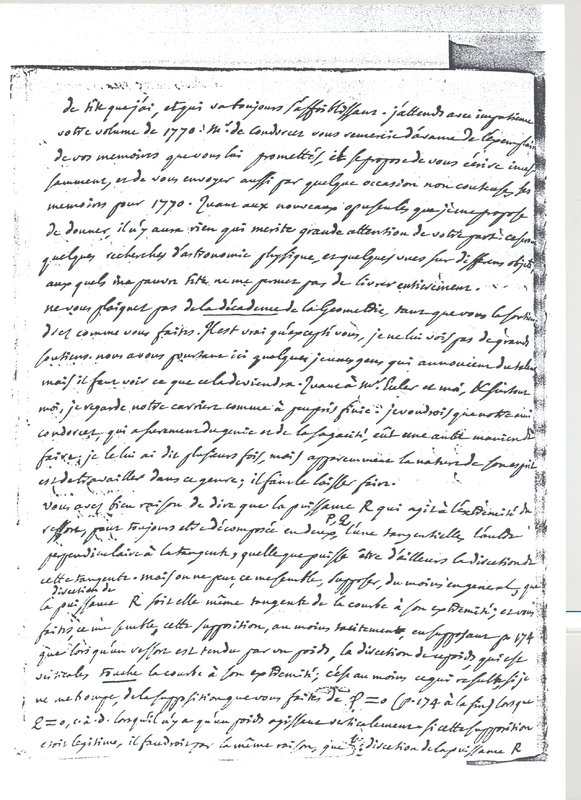 Lettre de D'Alembert à Lagrange, 25 mars 1772 Lettre de D'Alembert à Lagrange, 25 mars 1772