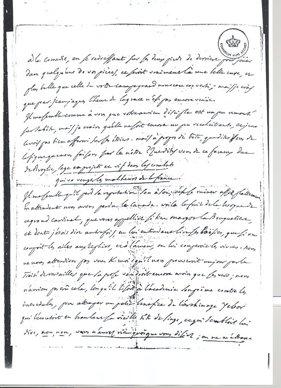 Lettre de D'Alembert à Voltaire, 18 octobre 1760 Lettre de D'Alembert à Voltaire, 18 octobre 1760