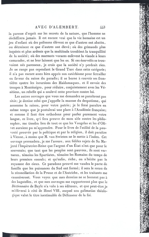 Lettre de Frédéric II à D'Alembert, 4 octobre 1768 Lettre de Frédéric II à D'Alembert, 4 octobre 1768