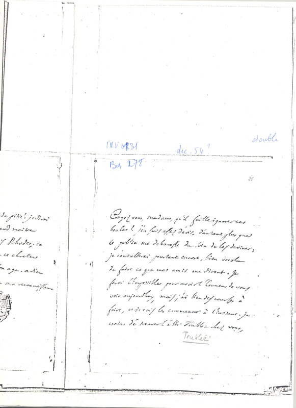 Lettre de D'Alembert à Mme de Crequÿ (Froullay), 29 novembre 1754 Lettre de D'Alembert à Mme de Crequÿ (Froullay), 29 novembre 1754