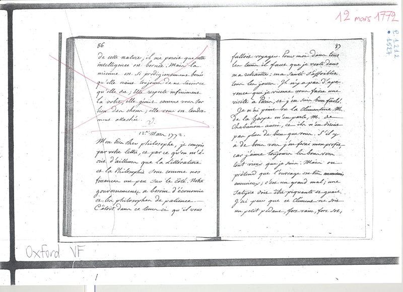 Lettre de Voltaire à D'Alembert, 12 mars 1772 Lettre de Voltaire à D'Alembert, 12 mars 1772