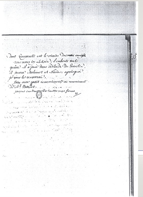 Lettre de Voltaire à D'Alembert, 16 septembre 1772 Lettre de Voltaire à D'Alembert, 16 septembre 1772