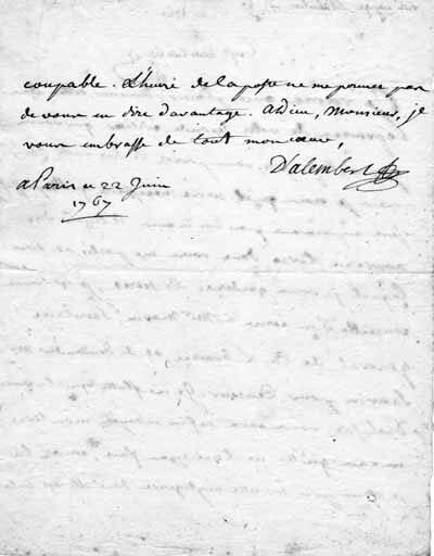 Lettre de D'Alembert à Grosley, 22 juin 1767 Lettre de D'Alembert à Grosley, 22 juin 1767