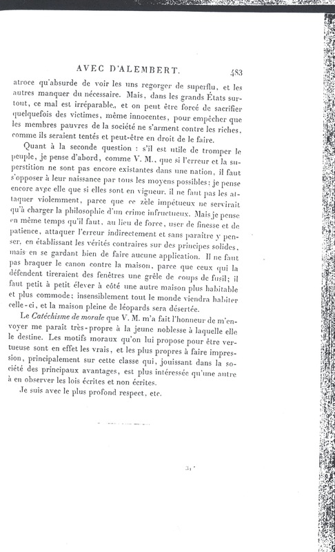 Lettre de D'Alembert à Frédéric II, 30 avril 1770 Lettre de D'Alembert à Frédéric II, 30 avril 1770