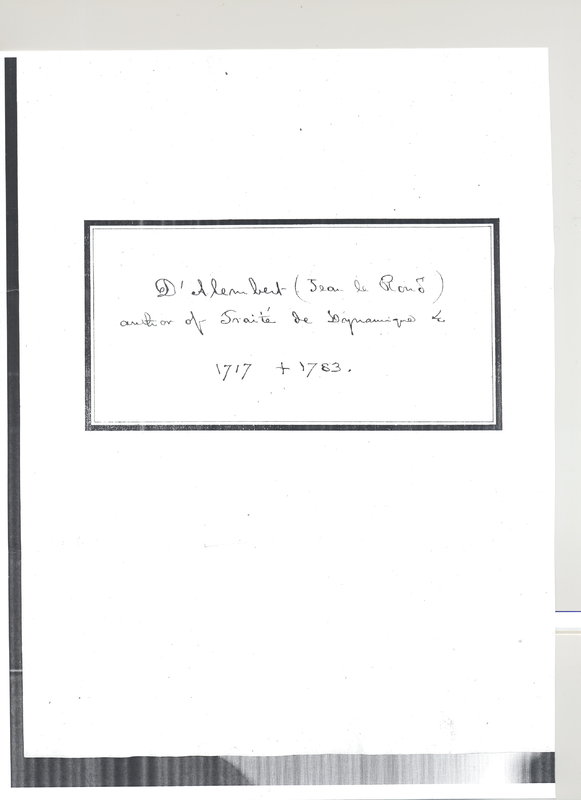 Lettre de D'Alembert à Franklin, 25 juillet 1783 Lettre de D'Alembert à Franklin, 25 juillet 1783