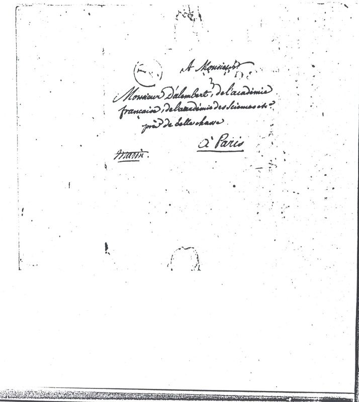 Lettre de Voltaire à D'Alembert, 27 avril 1771 Lettre de Voltaire à D'Alembert, 27 avril 1771