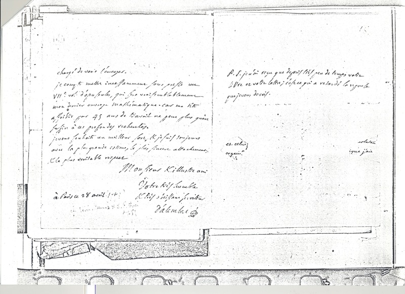 Lettre de D'Alembert à Frisi, 28 avril 1779 Lettre de D'Alembert à Frisi, 28 avril 1779