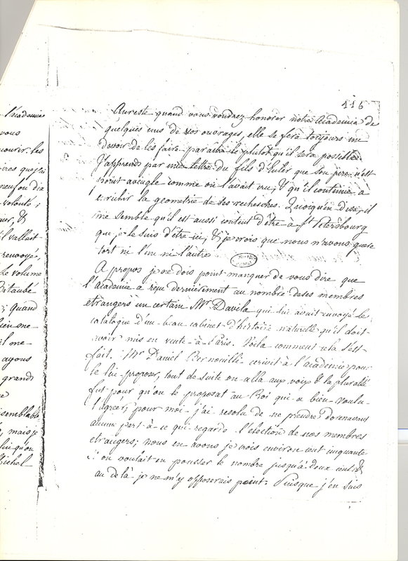 Lettre de Lagrange à D'Alembert, 20 novembre 1767 Lettre de Lagrange à D'Alembert, 20 novembre 1767