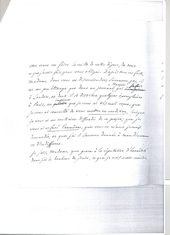 Lettre de D'Alembert à Mme Corneille (Rosset), 7 avril 1778