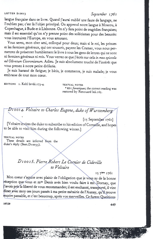 Lettre de Voltaire à D'Alembert, 15 septembre 1761 Lettre de Voltaire à D'Alembert, 15 septembre 1761