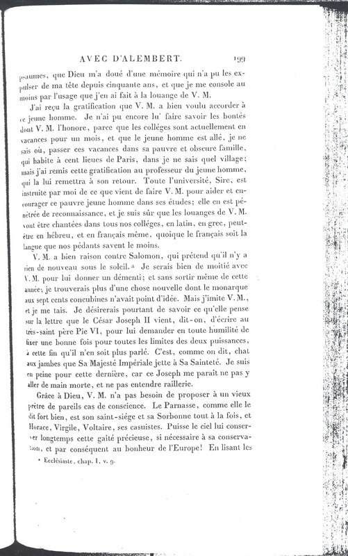 Lettre de D'Alembert à Frédéric II, 10 septembre 1781 Lettre de D'Alembert à Frédéric II, 10 septembre 1781