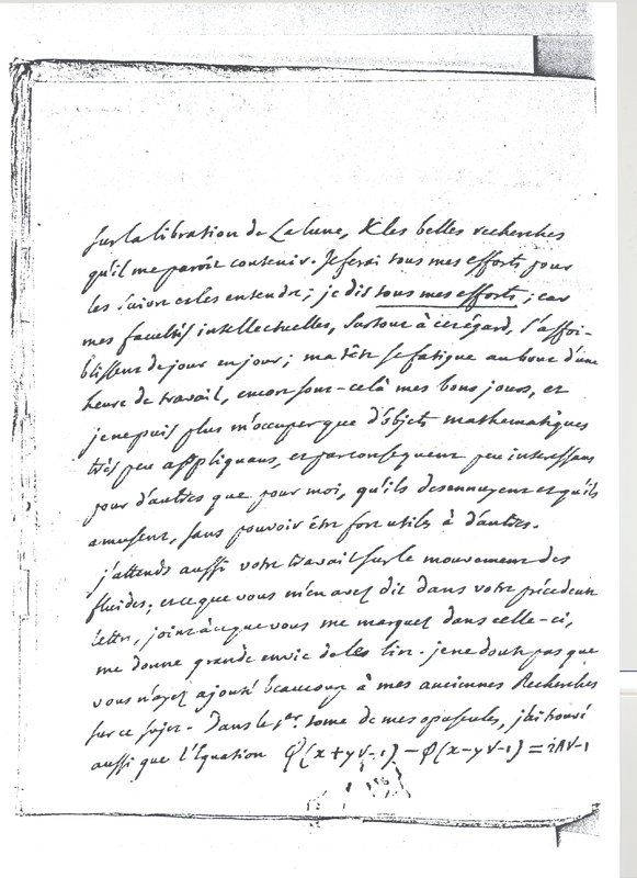 Lettre de D'Alembert à Lagrange, 1er mars 1782 Lettre de D'Alembert à Lagrange, 1er mars 1782