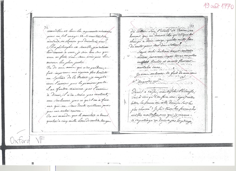 Lettre de Voltaire à D'Alembert, 19 août 1770 Lettre de Voltaire à D'Alembert, 19 août 1770