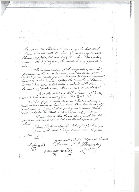 Lettre de Stonington à D'Alembert, 20 avril 1781 Lettre de Stonington à D'Alembert, 20 avril 1781