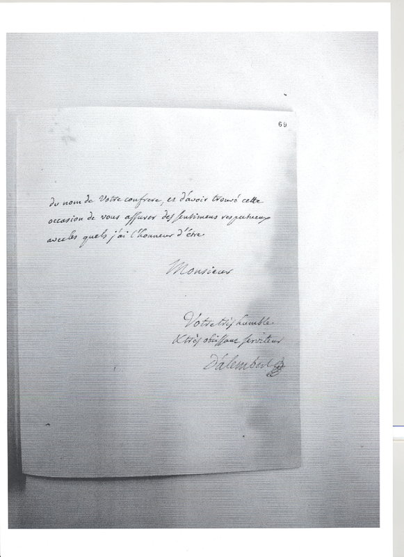 Lettre de D'Alembert à Saint Auban, juillet 1780 Lettre de D'Alembert à Saint Auban, juillet 1780