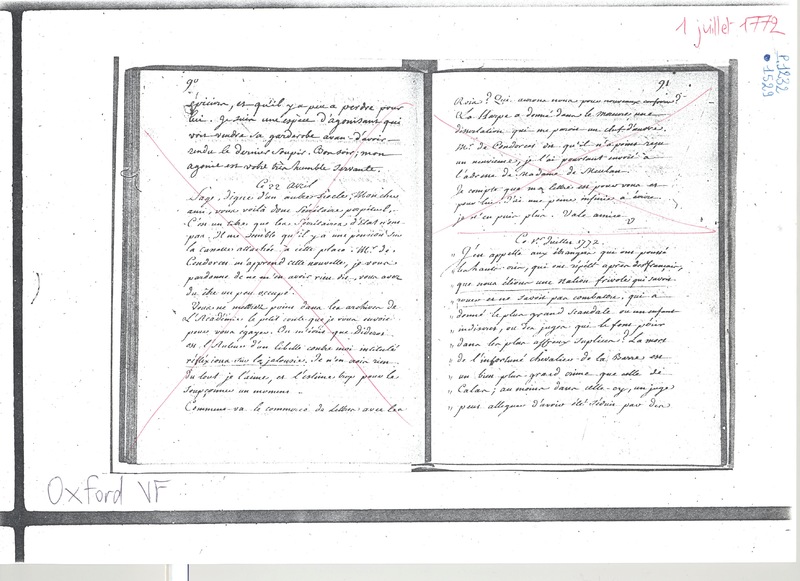 Lettre de Voltaire à D'Alembert, 1er juillet 1772 Lettre de Voltaire à D'Alembert, 1er juillet 1772