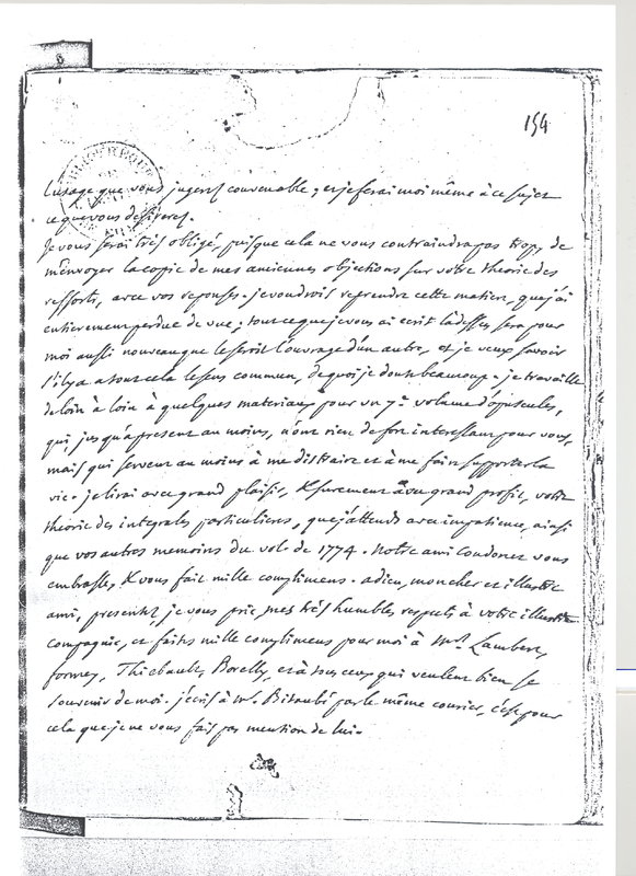Lettre de D'Alembert à Lagrange, 26 avril 1776 Lettre de D'Alembert à Lagrange, 26 avril 1776
