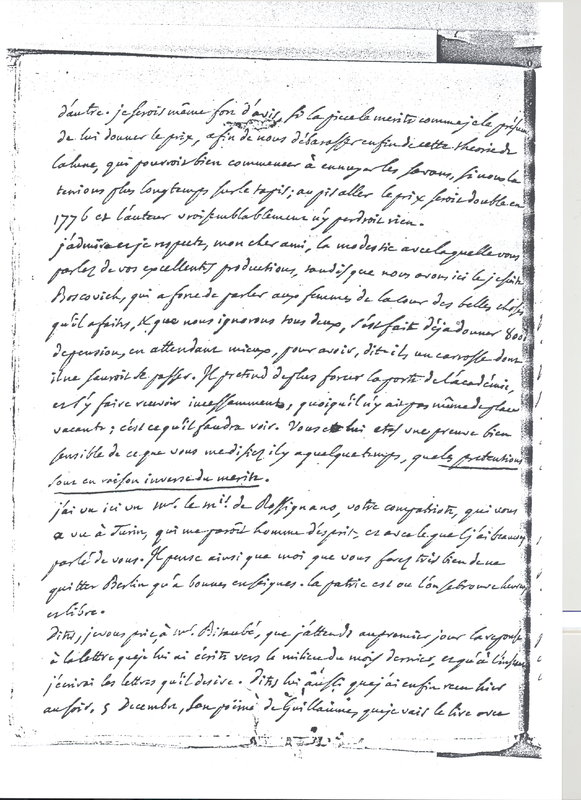 Lettre de D'Alembert à Lagrange, 6 décembre 1773 Lettre de D'Alembert à Lagrange, 6 décembre 1773