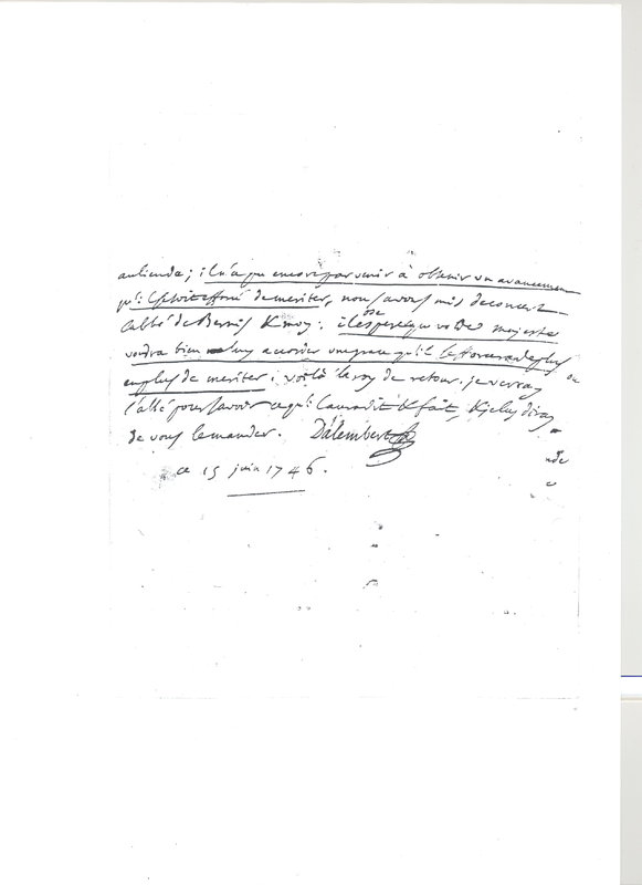 Lettre de D'Alembert à Adhemar, 15 juin 1746 Lettre de D'Alembert à Adhemar, 15 juin 1746