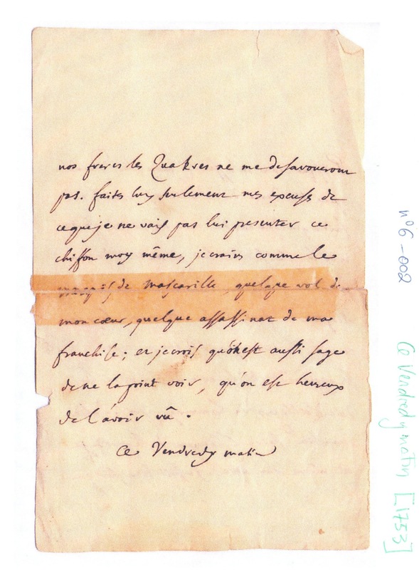 Lettre de D'Alembert à Duché, 1753