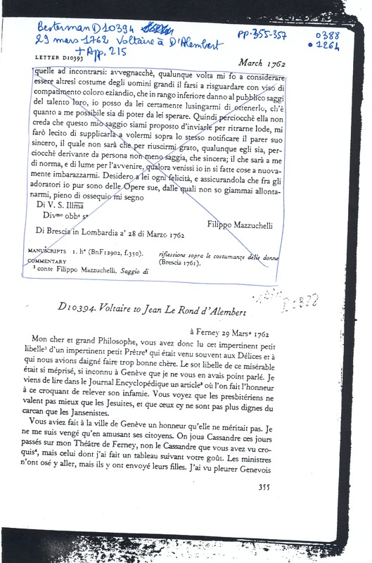 Lettre de Voltaire à D'Alembert, 29 mars 1762 Lettre de Voltaire à D'Alembert, 29 mars 1762