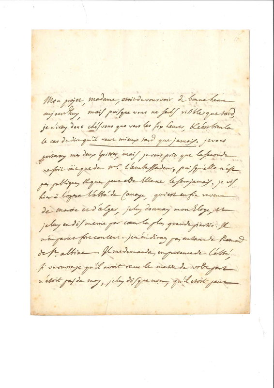 Lettre de D'Alembert à Mme de Crequÿ (Froullay), février 1751 Lettre de D'Alembert à Mme de Crequÿ (Froullay), février 1751