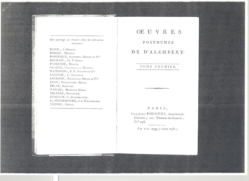 Lettre de D'Alembert à Mme Du Deffand (Vichy Chamron), 14 avril 1753