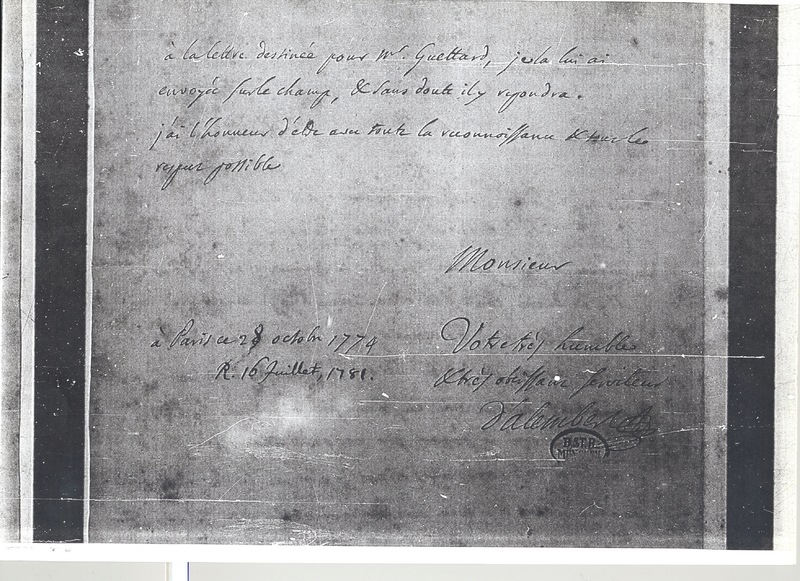 Lettre de D'Alembert à Murr, 28 octobre 1774 Lettre de D'Alembert à Murr, 28 octobre 1774
