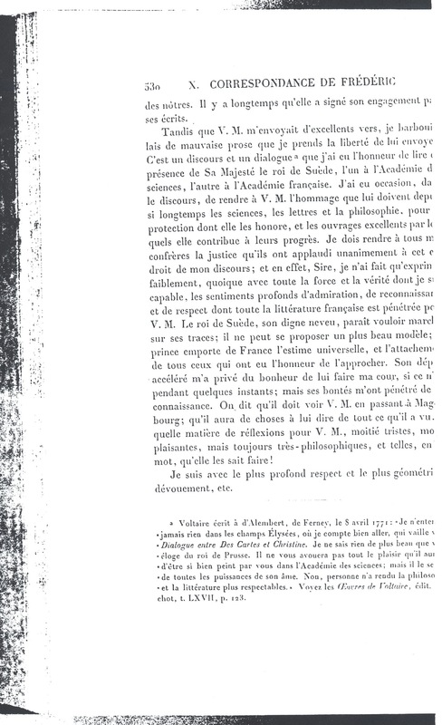 Lettre de D'Alembert à Frédéric II, 6 mars 1771