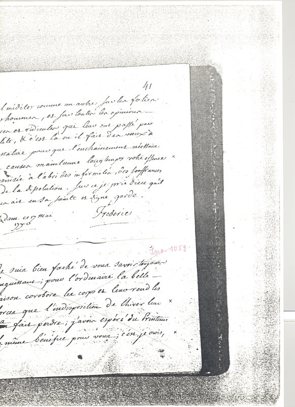 Lettre de Frédéric II à D'Alembert, 17 mai 1770 Lettre de Frédéric II à D'Alembert, 17 mai 1770