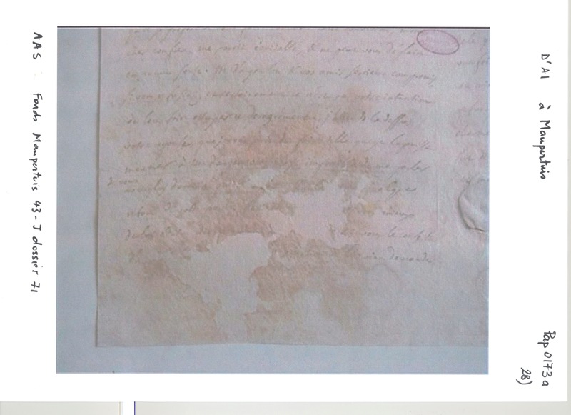 Lettre de D'Alembert à Maupertuis, 5 mai 1756 Lettre de D'Alembert à Maupertuis, 5 mai 1756