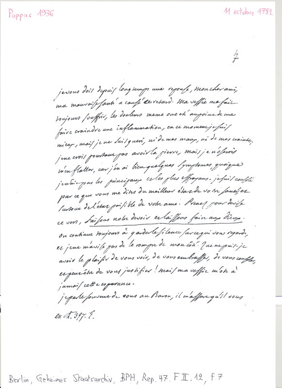Lettre de D'Alembert à Catt, 11 octobre 1782 Lettre de D'Alembert à Catt, 11 octobre 1782