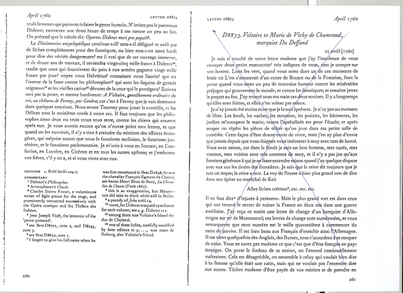 Lettre de Voltaire à D'Alembert, 25 avril 1760 Lettre de Voltaire à D'Alembert, 25 avril 1760