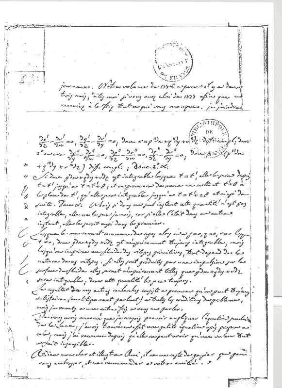 Lettre de Lagrange à D'Alembert, 15 avril 1781 Lettre de Lagrange à D'Alembert, 15 avril 1781