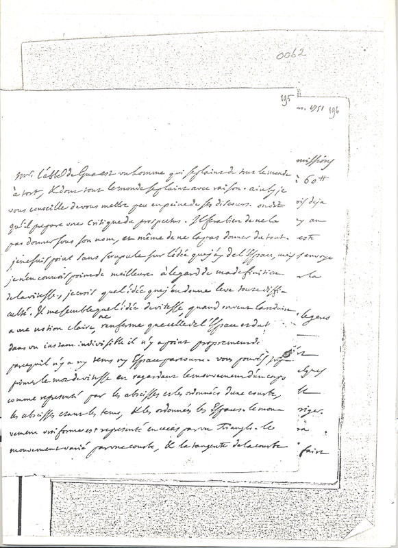 Lettre de D'Alembert à Cramer, 15 février 1751 Lettre de D'Alembert à Cramer, 15 février 1751