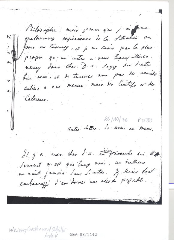 Lettre de Frédéric II à D'Alembert, 26 octobre 1776 Lettre de Frédéric II à D'Alembert, 26 octobre 1776