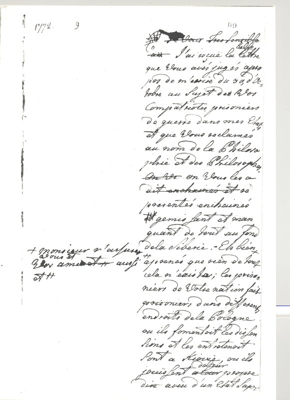 Lettre de Catherine II à D'Alembert, 20 novembre 1772 Lettre de Catherine II à D'Alembert, 20 novembre 1772